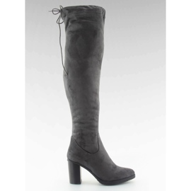 Over-knee boots on a comfortable gray gray heel grey