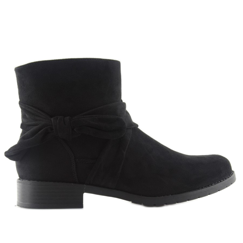 Suede Boots With A Bow B7713 Black