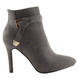 Gray F74 gray boots on a high heel grey Gray F74 gray boots on a high heel grey
