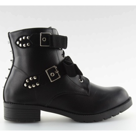 Black workery boots with black studs