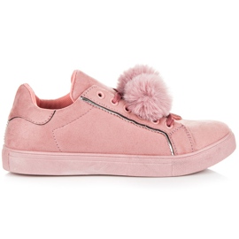 Groto Gogo Suede sneakers with pompoms pink