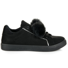 Groto Gogo Suede sneakers with pompoms black