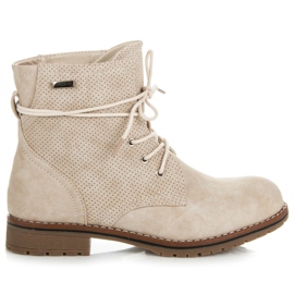 Juliet Beige ankle boots with flat heels