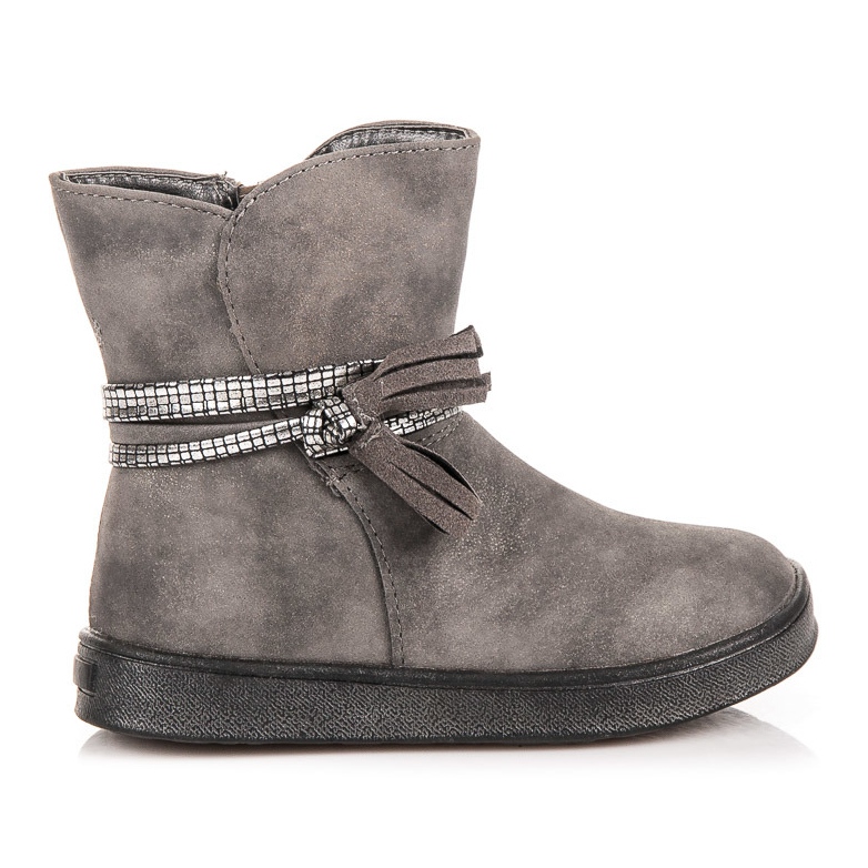 American Club Girls' boots with fringes grey