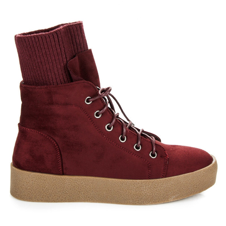 Ideal Shoes Maroon Creepers boots red