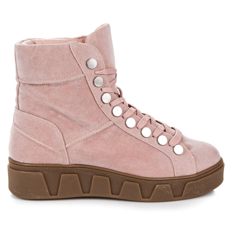 Betler Lace-up boots on the platform pink