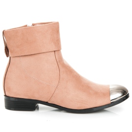 Ideal Shoes Suede ankle boots with a zipper pink