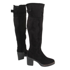 Black suede women's boots rb05p black