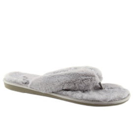 Gray flip-flops with fur lb17-36 gray grey