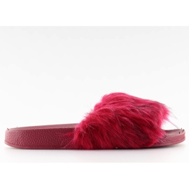 Burgundy slippers with fur zy383-007-1 wine red