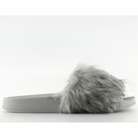 Gray slippers with fur zy383-007-1 gray grey