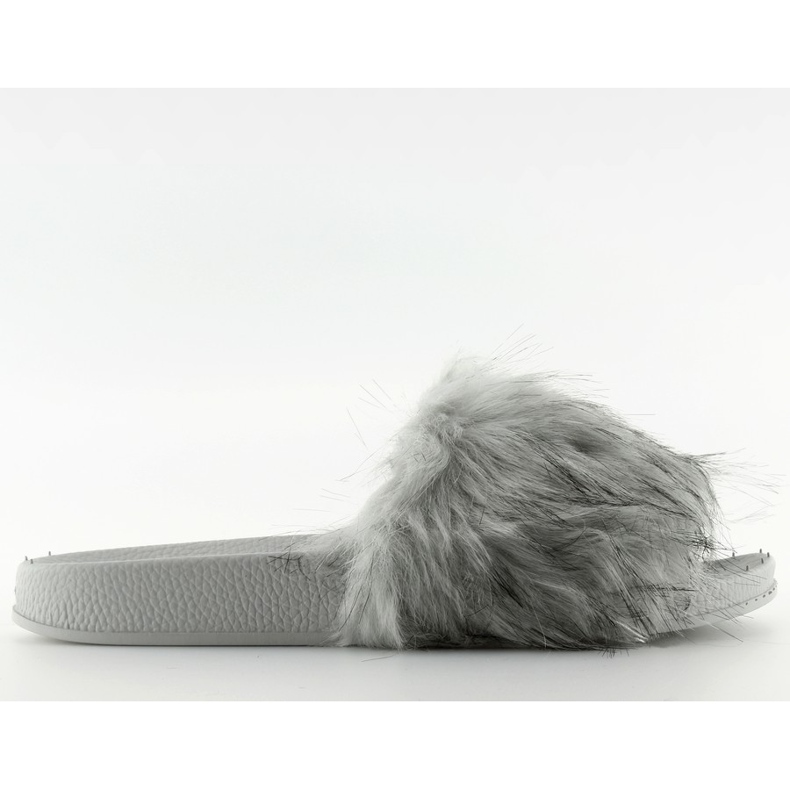 Gray slippers with fur zy383-007-1 gray grey