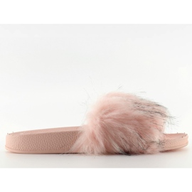 Pink slippers with fur zy383-007-1 pink
