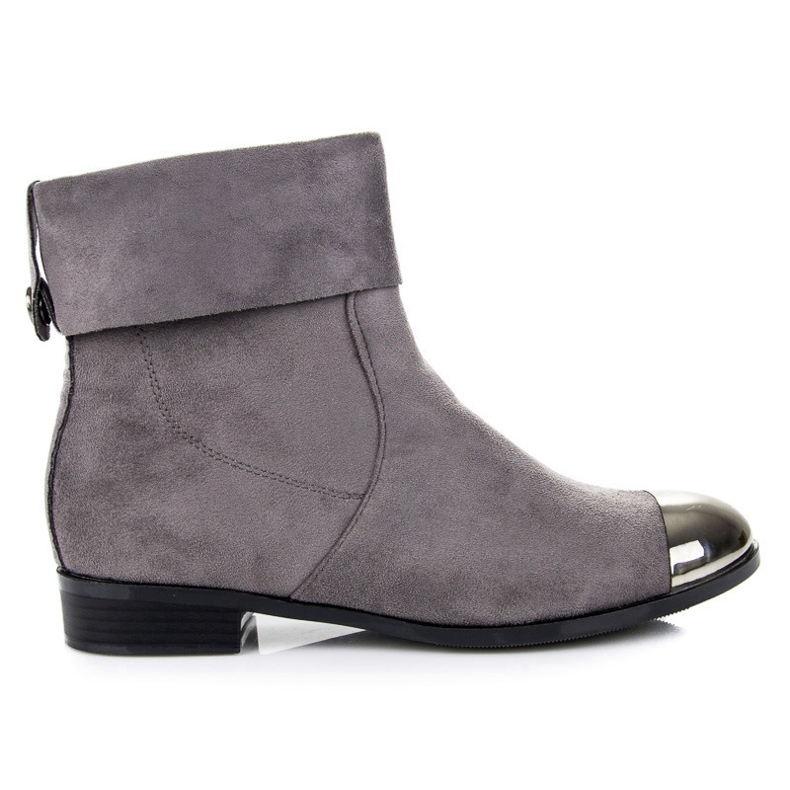 Ideal Shoes Suede ankle boots with a zipper grey