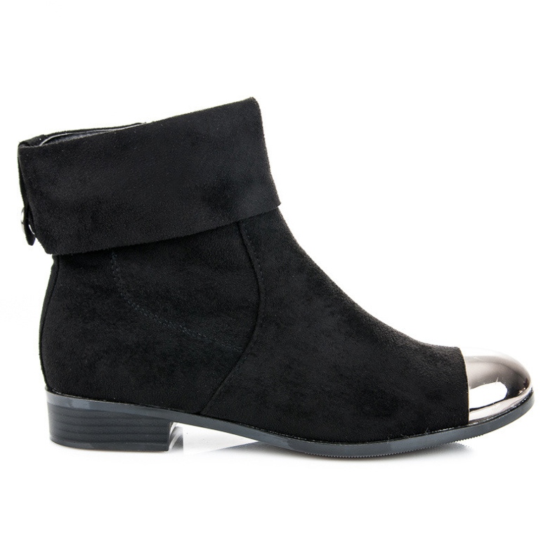 Ideal Shoes Suede ankle boots with a zipper black