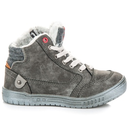 American Club Sneakers with a sheepskin coat grey