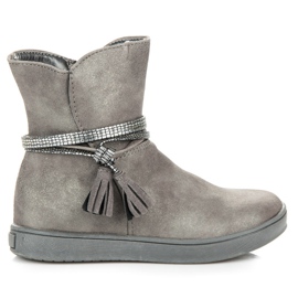 American Club Booties with fringes grey