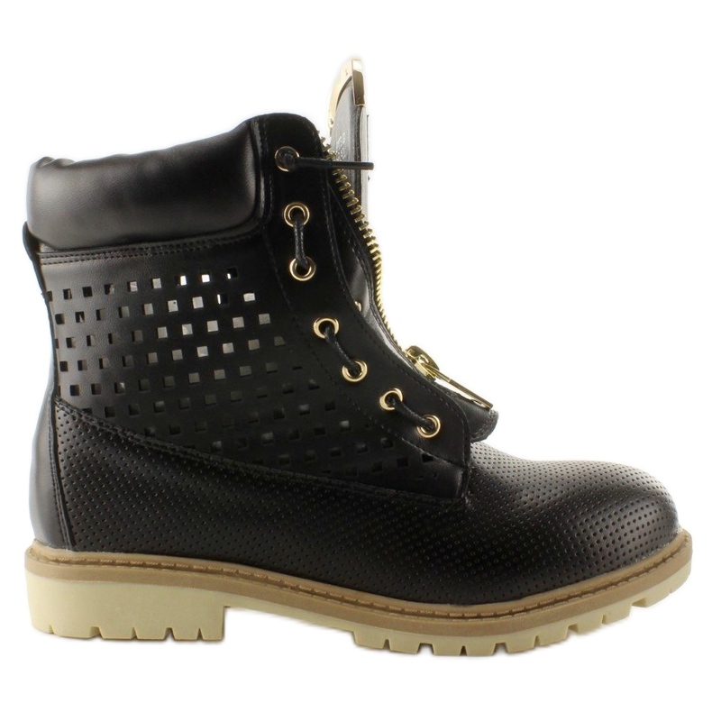 Openwork balmanas, gold zipper, black R103 Black