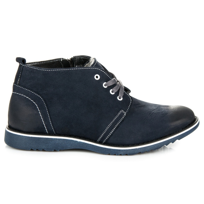 Lucca Leather boots with sheepskin blue