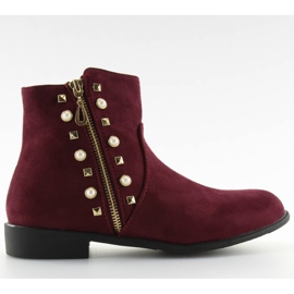 Boots with pearls burgundy 30708 red multicolored