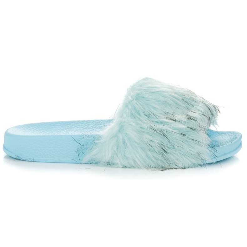 Blue Slippers With Fur