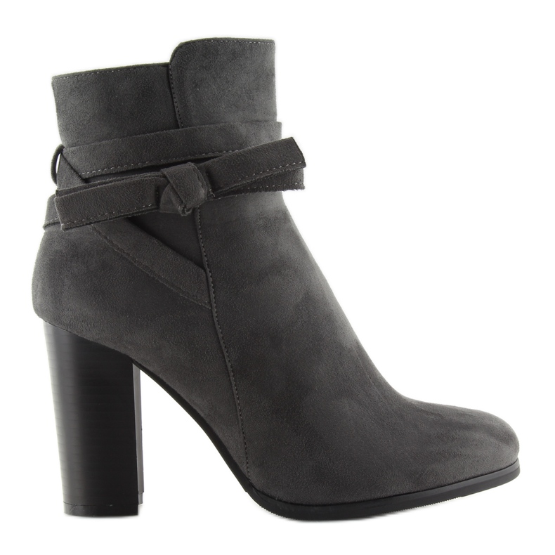 High-heeled boots with a gray bow, h197 gray grey
