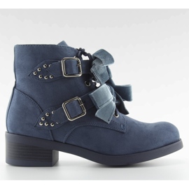 Lace-up boots with navy blue bows