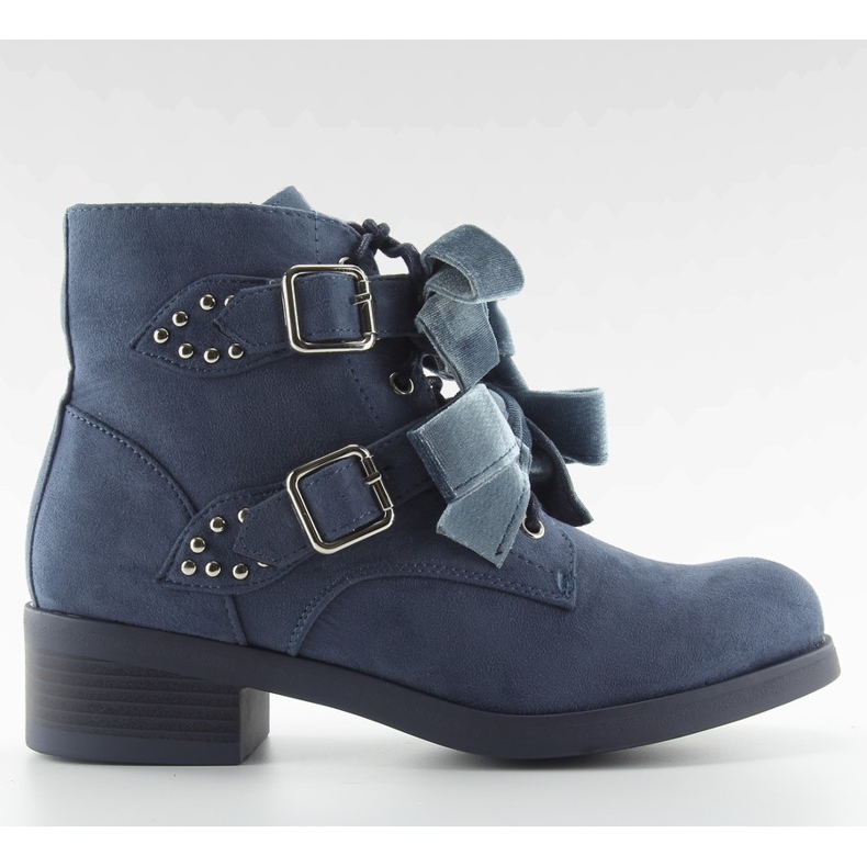 Lace-up boots with navy blue bows