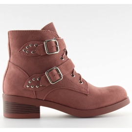 Lace-up boots with pink and pink bows