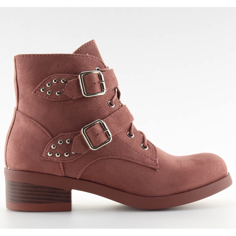 Lace-up boots with pink and pink bows