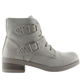 Lace-up Boots With Bows Gray C-7101 grey