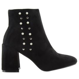 Black Boots with pearls LL205 black