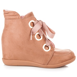 Kylie Ribbon tied ankle boots pink