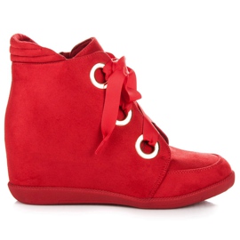 Kylie Ribbon tied ankle boots red