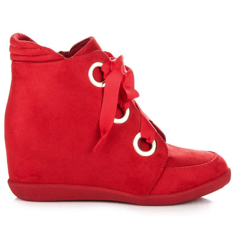 Kylie Ribbon tied ankle boots red