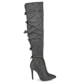 Vices Over-knee boots with bows grey