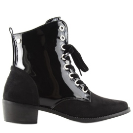 Laced Boots Lacquered Black Black Laced Boots Lacquered Black Black