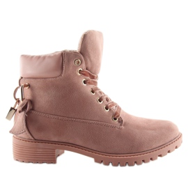 Timber boots for women black and pink AT-0623-L Pink Timber boots for women black and pink AT-0623-L Pink