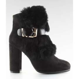 Black Boots On High Heel With Fur black 1316 Black