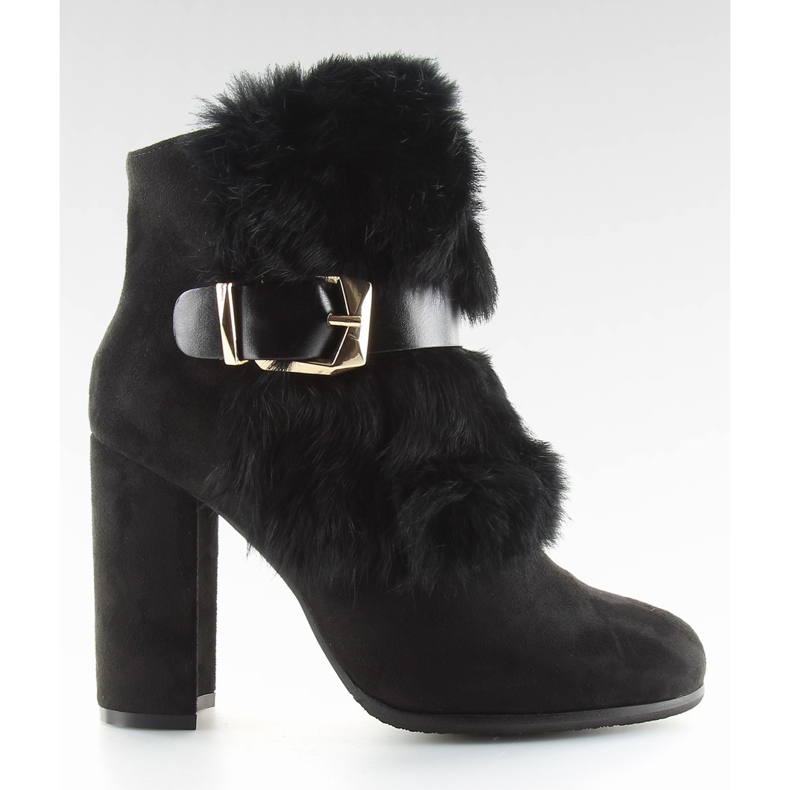 Black Boots On High Heel With Fur black 1316 Black