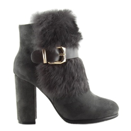 Gray Boots On High Heel With Fur gray 1316 D. Gray grey