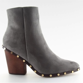 Boots with wooden heels gray 9127 gray grey