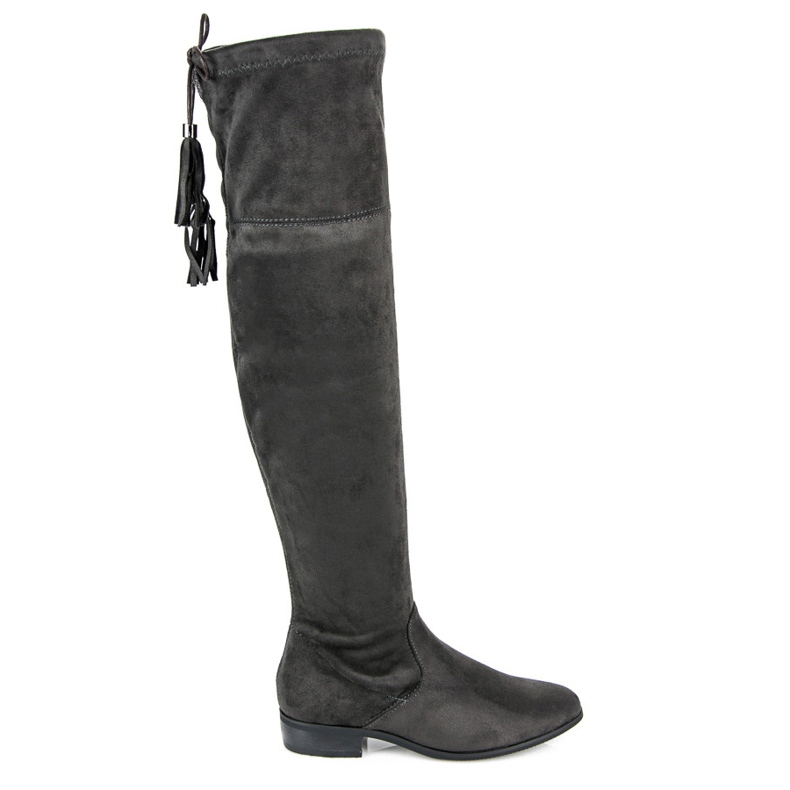 Yes Mile Over-the-knee boots with fringes grey
