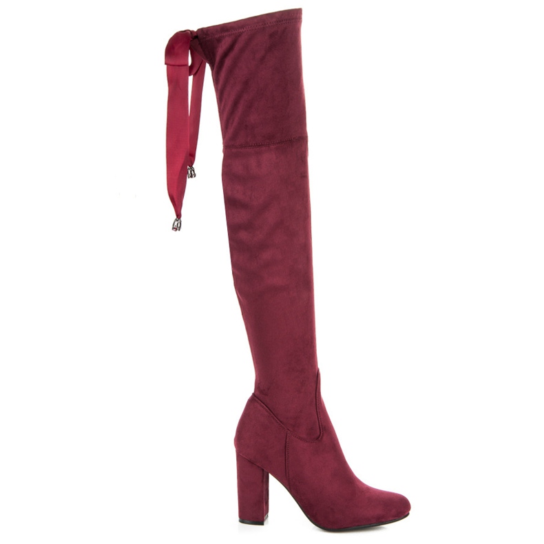 Ideal Shoes Maroon musketeers tied with a ribbon red