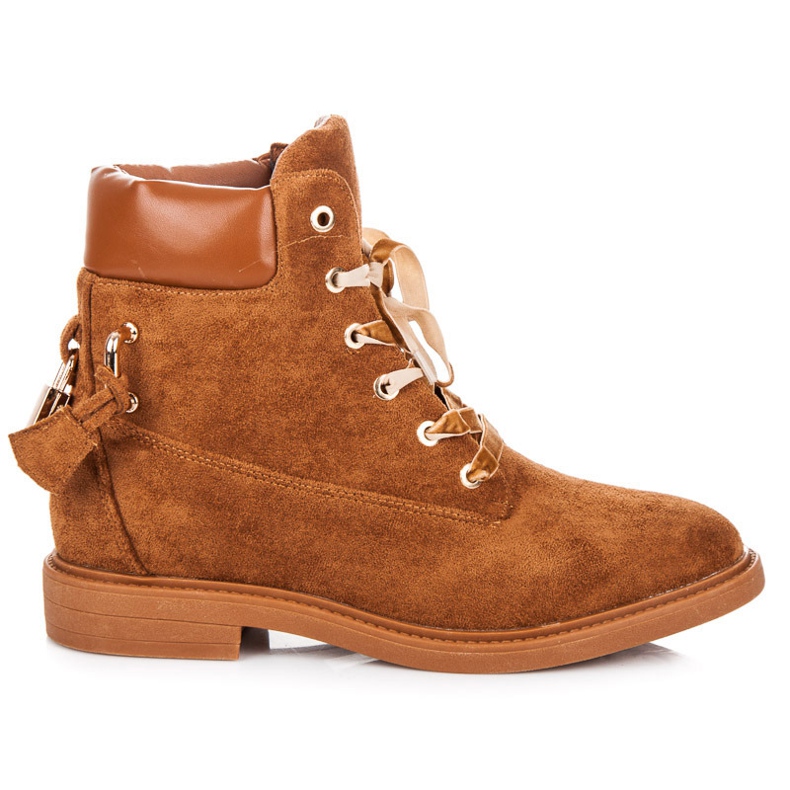 Ideal Shoes Suede Workers Tied With A Ribbon brown