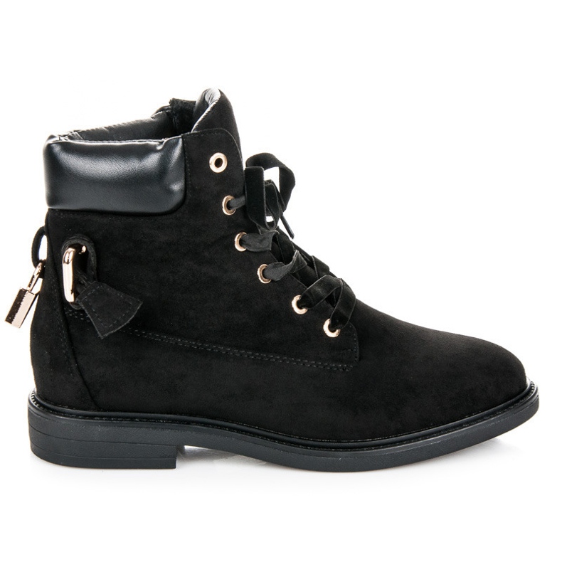 Ideal Shoes Suede Workers Tied With A Ribbon black