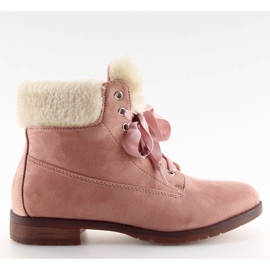 Pink lace-up boots for women NC87 pink Pink lace-up boots for women NC87 pink