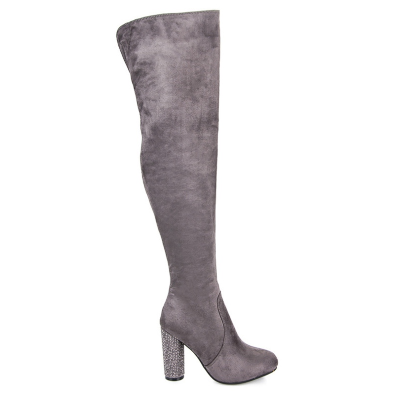 Seastar Over-the-knee boots with rhinestones grey