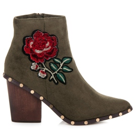 Vices Boots With Embroidered Flower green Vices Boots With Embroidered Flower green