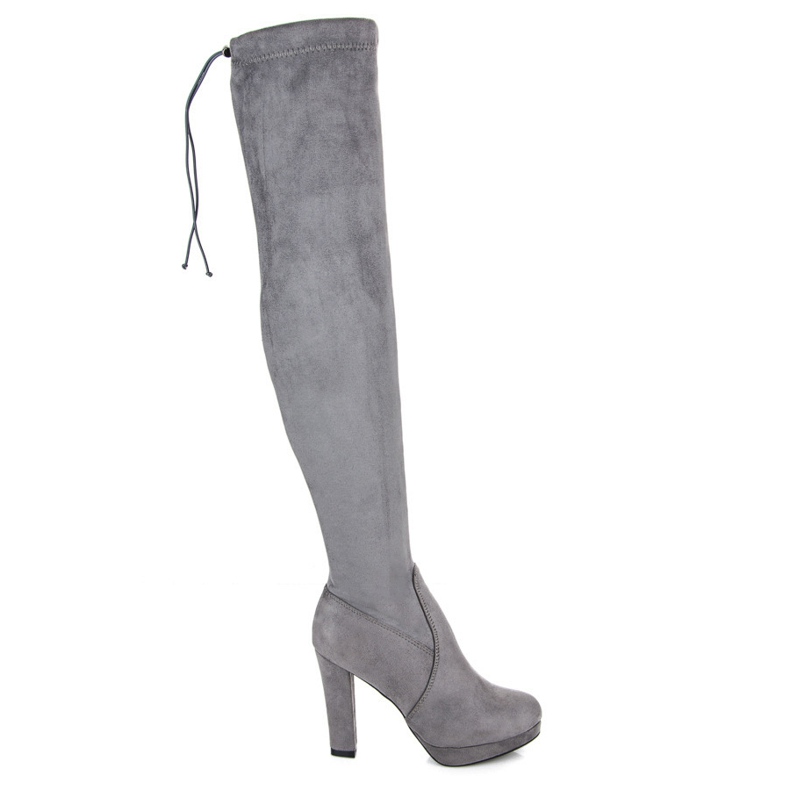 Vices Gray suede thigh boots grey
